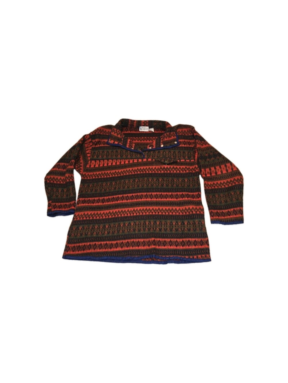 Bill Blass Knitwear Vtg Aztec Pattern Pullover Sz L 80s 90s Red Black Dad Core